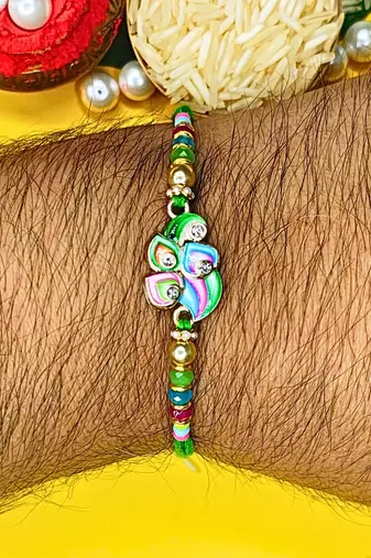 combo of 12 beaded cotton thread with ad stones & meenakari designer rakhi for brother