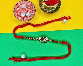 combo of 3 beaded cotton thread with ad stones & meenakari designer rakhi for brother 3