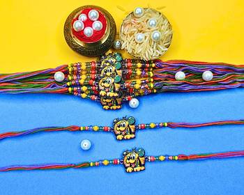 combo of 12 beaded cotton thread with ad stones & meenakari designer rakhi for brother 1