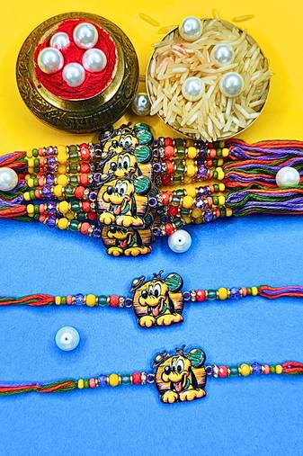 combo of 12 beaded cotton thread with ad stones & meenakari designer rakhi for brother
