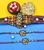 combo of 12 beaded cotton thread with ad stones & meenakari designer rakhi for brother