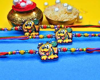 combo of 3 beaded cotton thread with ad stones & meenakari designer rakhi for brother 1