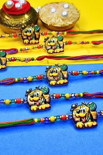 combo of 6 beaded cotton thread with ad stones & meenakari designer rakhi for brother
