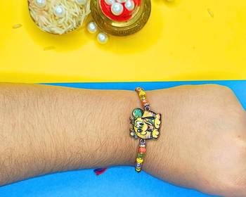 combo of 6 beaded cotton thread with ad stones & meenakari designer rakhi for brother 4