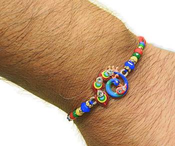 combo of 3 beaded cotton thread with ad stones & meenakari designer rakhi for brother 4
