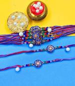 combo of 12 beaded cotton thread with ad stones & meenakari designer rakhi for brother