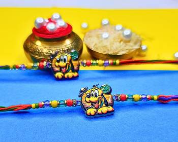 combo of 2 beaded cotton thread with ad stones & meenakari designer rakhi for brother 1