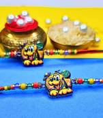 combo of 2 beaded cotton thread with ad stones & meenakari designer rakhi for brother