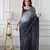 ready to wear grey chinon solid saree