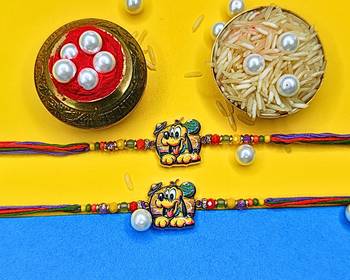 combo of 2 beaded cotton thread with ad stones & meenakari designer rakhi for brother 2