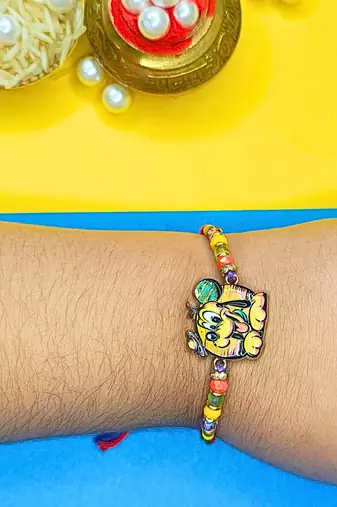 combo of 2 beaded cotton thread with ad stones & meenakari designer rakhi for brother