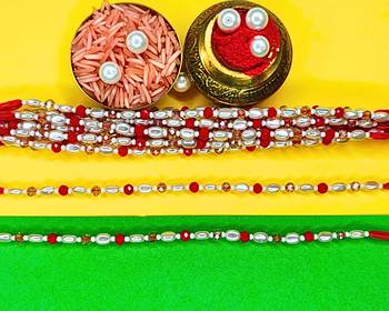 combo of 12 beaded cotton thread with ad stones & meenakari designer rakhi for brother 1