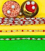 combo of 12 beaded cotton thread with ad stones & meenakari designer rakhi for brother