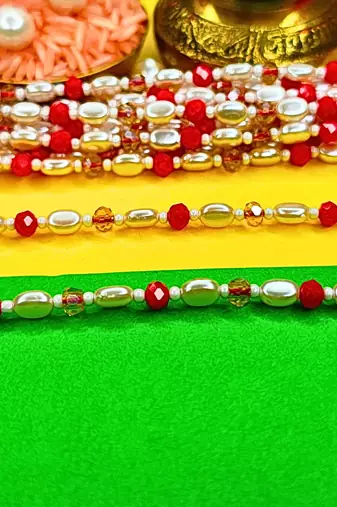 combo of 12 beaded cotton thread with ad stones & meenakari designer rakhi for brother