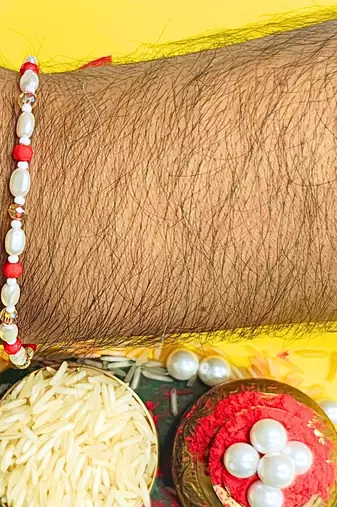 combo of two beaded cotton thread with ad stones & meenakari designer rakhi for brother