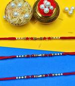combo of 3 beaded cotton thread with ad stones & meenakari designer rakhi for brother