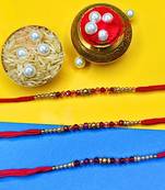 combo of 3 beaded cotton thread with ad stones & meenakari designer rakhi for brother