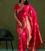 Pink dola silk blend zari woven saree
