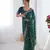 Petrol embroidery lace work georgette printed saree