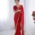 Red embroidery lace work georgette printed saree