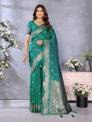Rama faux banarasi silk blend jacquard weaving saree 1