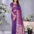Purple banarasi silk blend jacquard weaving saree