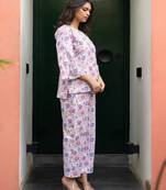 cotton white cross pattern floral coord set