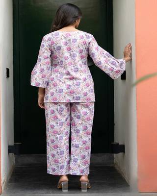 cotton white cross pattern floral coord set 5