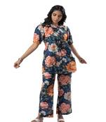 Bold floral buttoned down cotton printed co-ord set