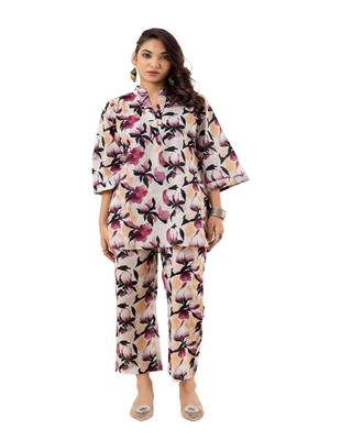 Off white printed cotton coordset 1