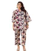 Off white printed cotton coordset