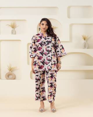 Off white printed cotton coordset 2