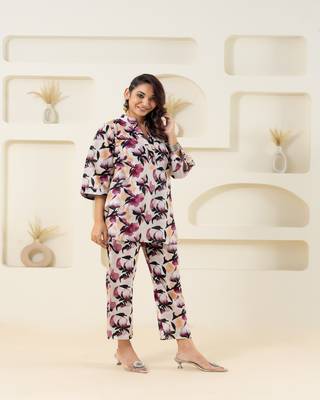 Off white printed cotton coordset 3