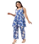 White floral printed cotton sleevelss co-ord set