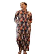 Half buttoned bold flared printed cotton co-ord set