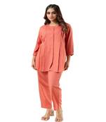 Peach pleated flared solid coordset