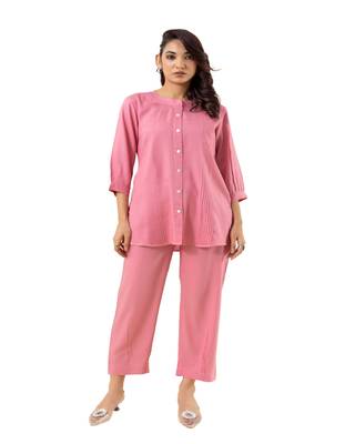 Pink pleated solid coordset 1