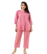 Pink pleated solid coordset