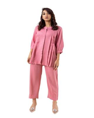 Pink pleated flared solid coordset 1