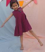 Purple solid cotton woven dress