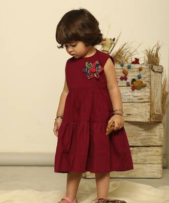 Purple solid cotton woven dress 2
