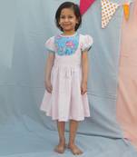 Pink solid cotton woven dress