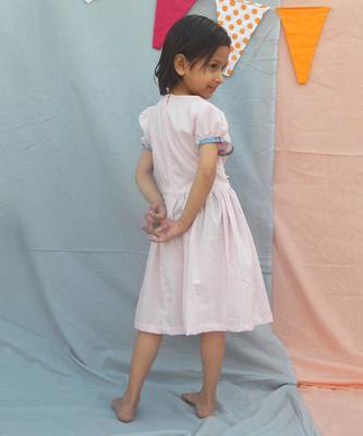 Pink solid cotton woven dress 2