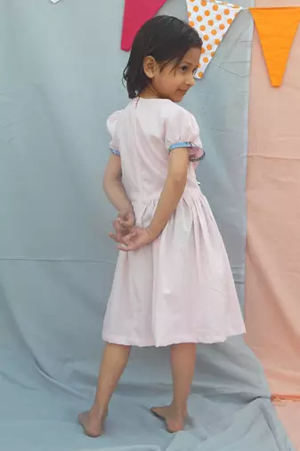 Pink solid cotton woven dress
