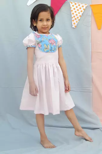 Pink solid cotton woven dress