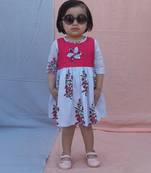 Powder blue floral printed cotton woven dress