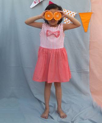 Pink cotton woven dress 1