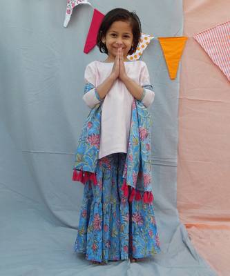 Pink cotton woven kurta pant and pant with dupatta 1