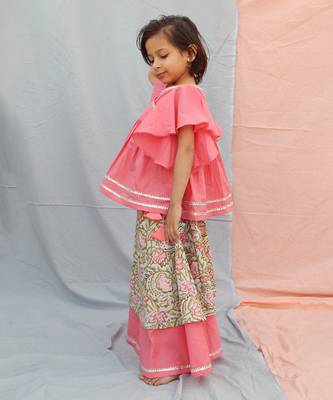 Pink cotton woven lehenga and top 3