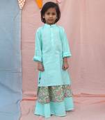 Blue cotton woven lehenga and kurta